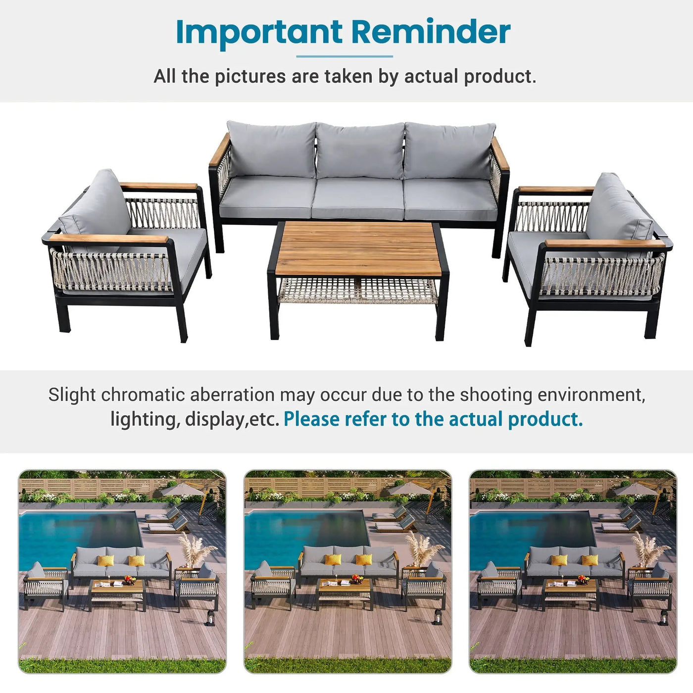 4 Pieces Outdoor Sectional Sofa Set 5 Person Patio Seating Group Outdoor Conversation Set With Cushions And A Coffee Table For Patios by HouseOfZazla