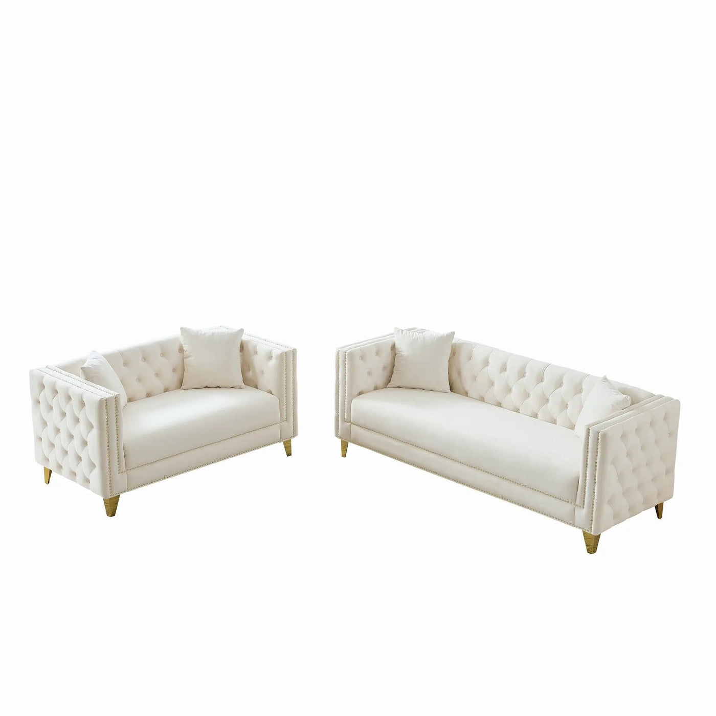 Deep Seat Sofa With Button Nailhead, Square Arm Couches by HouseOfZazla