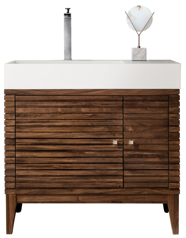 James Martin Linear 36" Single Bathroom Vanity, Mid-Century Walnut