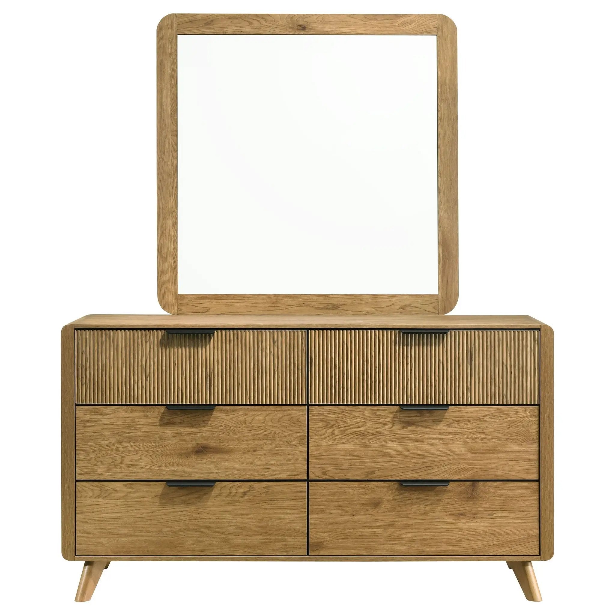 Bennett 6-drawer Bedroom Dresser and Mirror Set Light Oak by Unique Piece Furniture