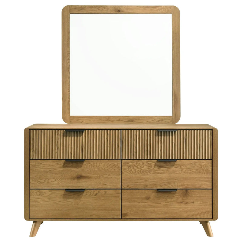 Bennett 6-drawer Bedroom Dresser and Mirror Set Light Oak by Unique Piece Furniture