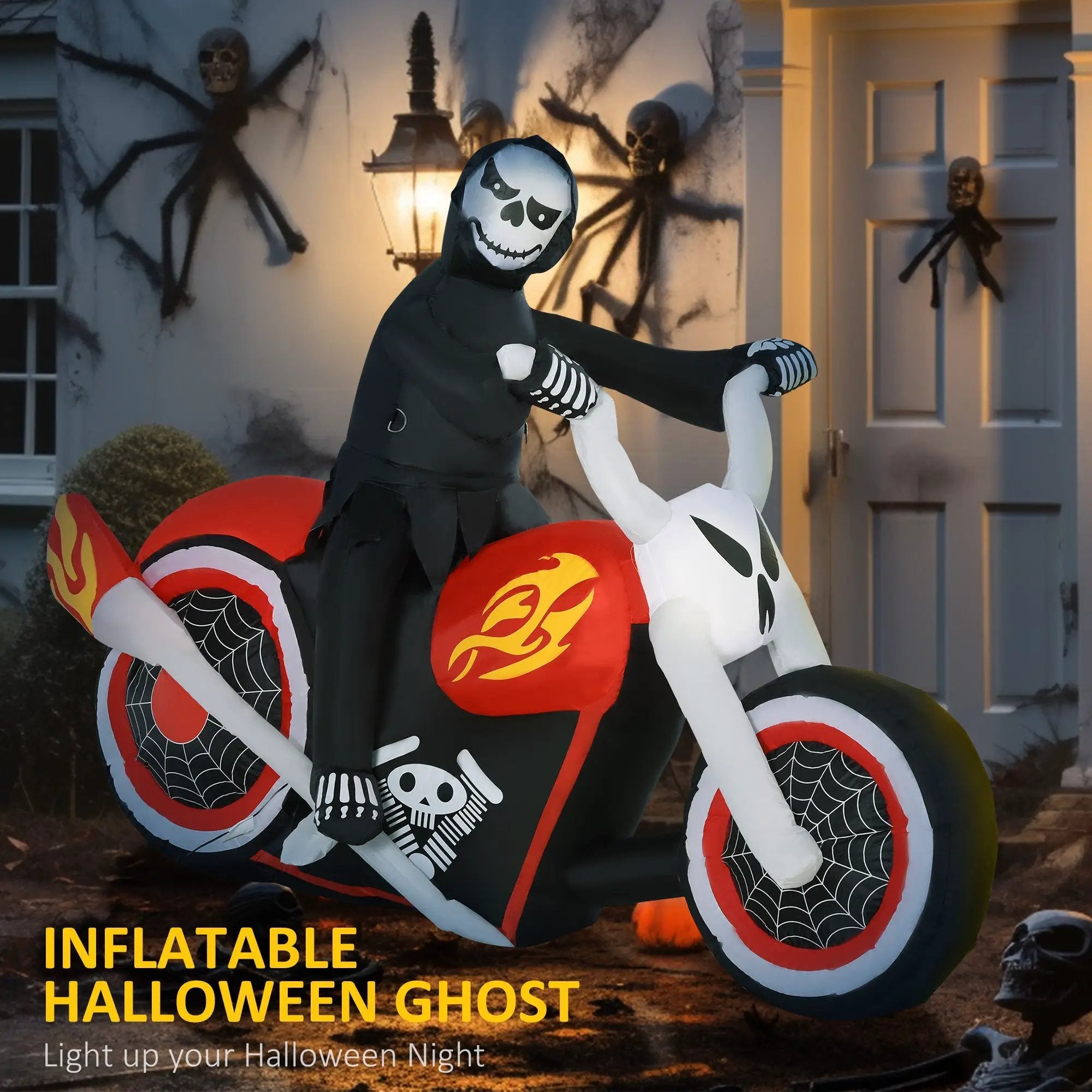 Halloween Inflatables Outdoor Decorations Grim Ghost Biker by HouseOfZazla