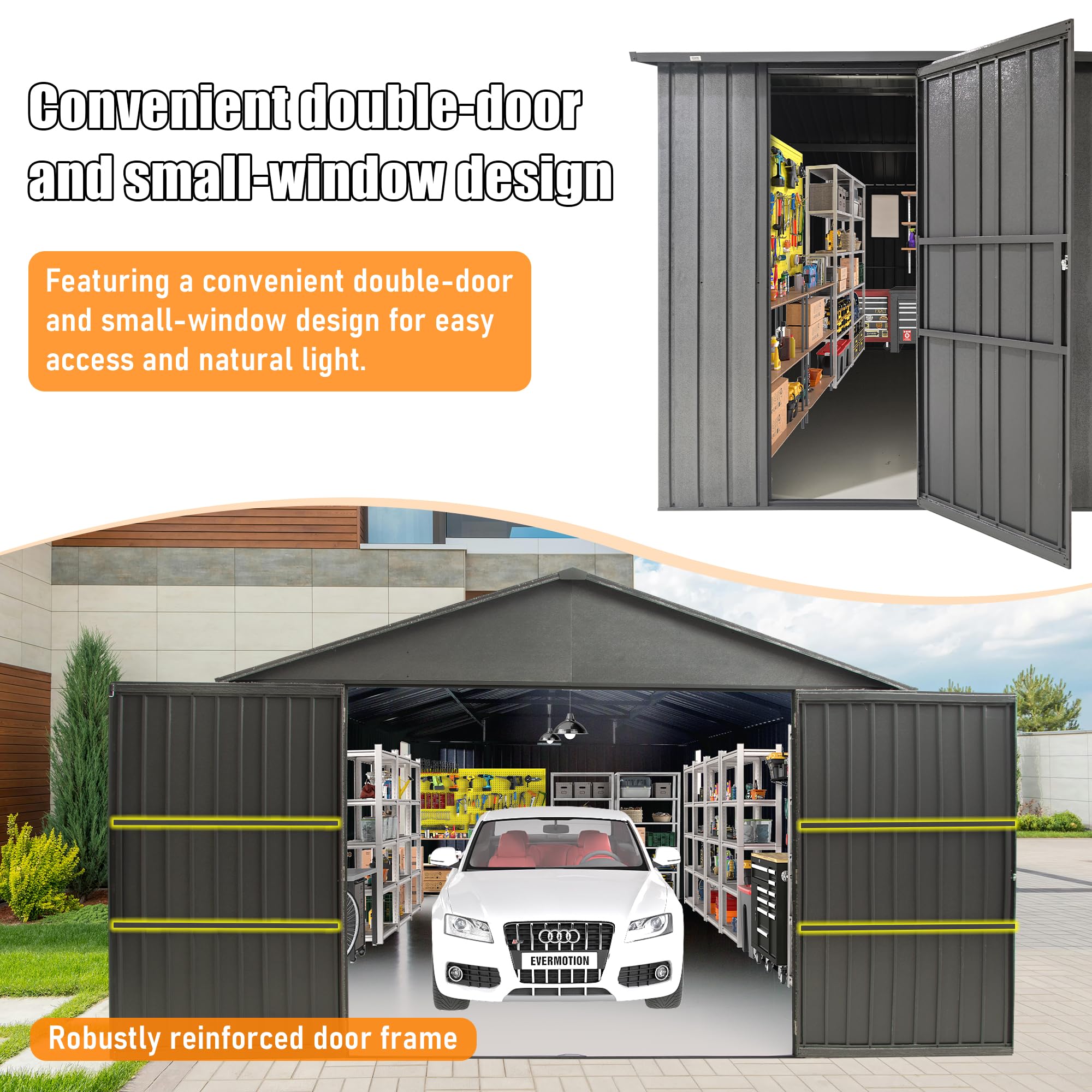12x20ft Outdoor Metal Garage Shed by HouseOfZazla