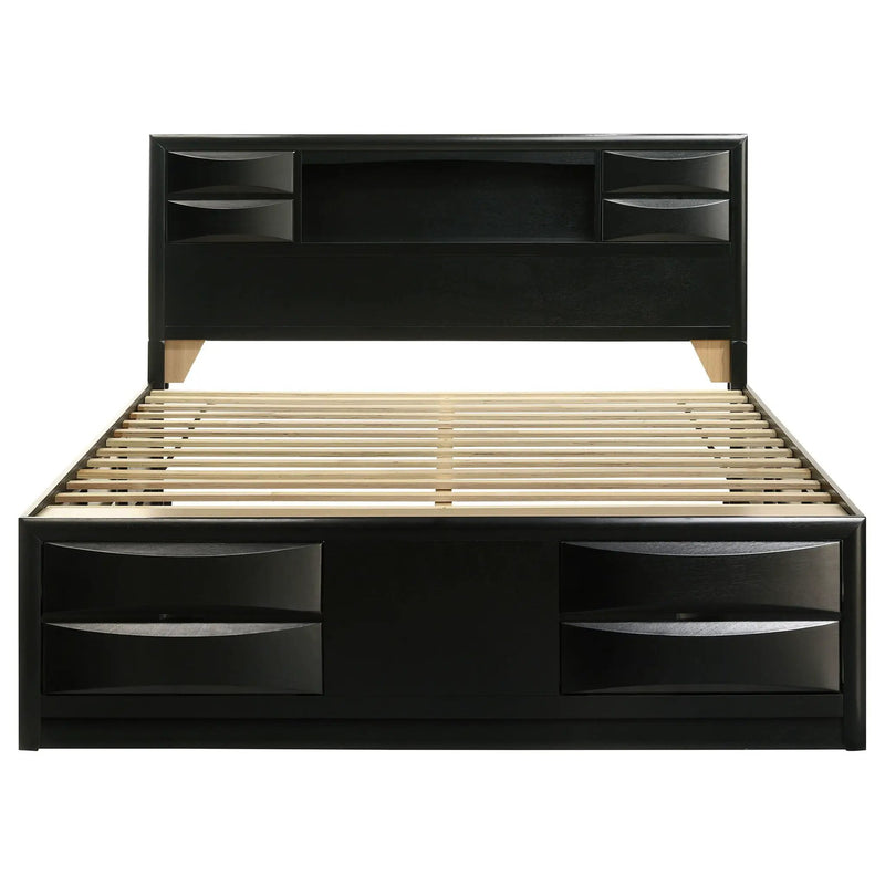 Briana Wood Eastern King Storage Bookcase Bed Black by Unique Piece Furniture