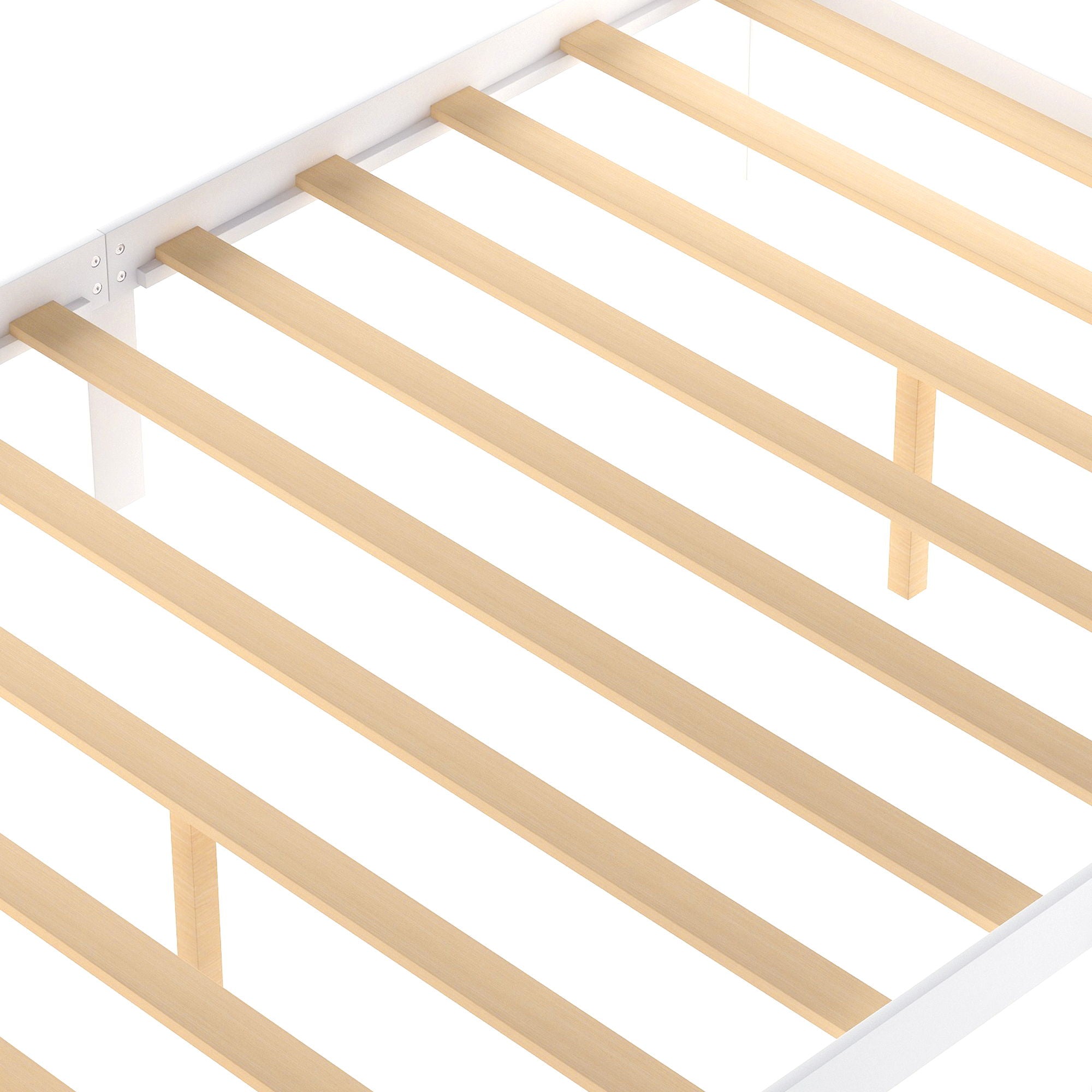 Full Size Platform Bed With Under Bed Drawers - White
