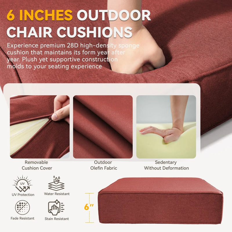 6" Thicker Outdoor Chair Cushion Set - Waterproof & Comfortable by HouseOfZazla