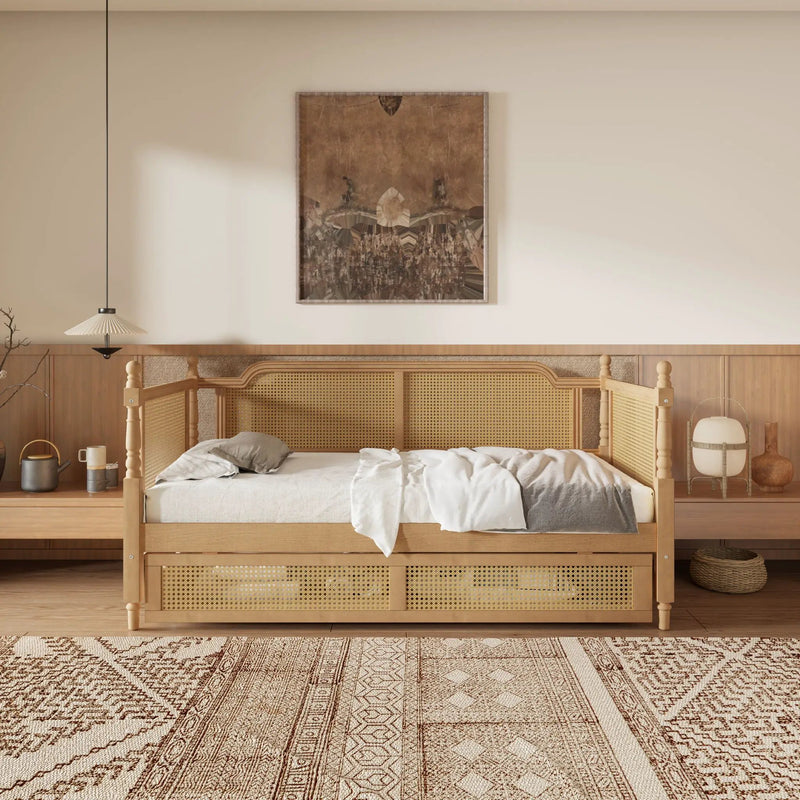 Traditional Style Rattan Daybed, No Box Spring Needed by HouseOfZazla