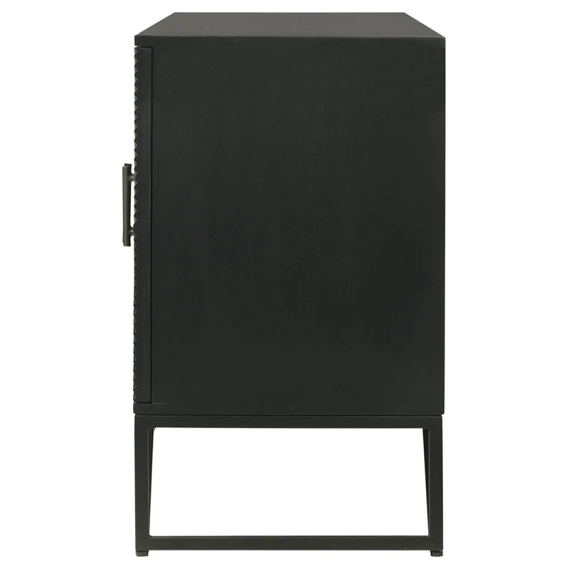 Riddell 4-door Wood Reeding Accent Cabinet Matte Black by Unique Piece Furniture