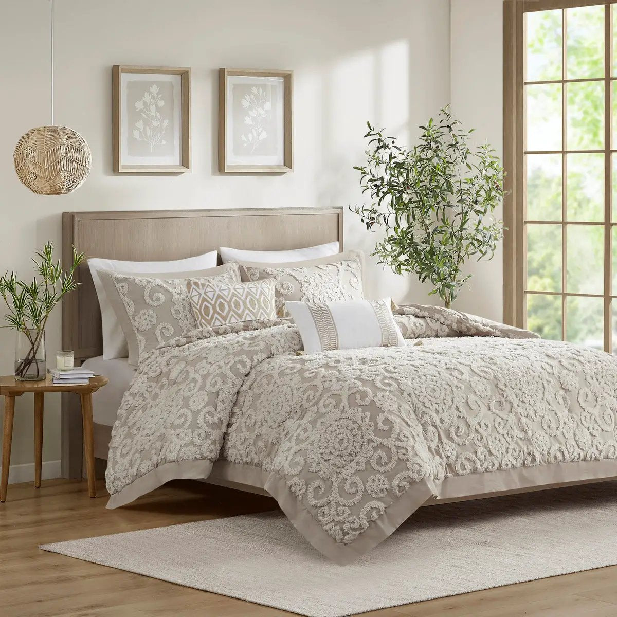Cotton Comforter Mini Set Taupe King by HouseOfZazla