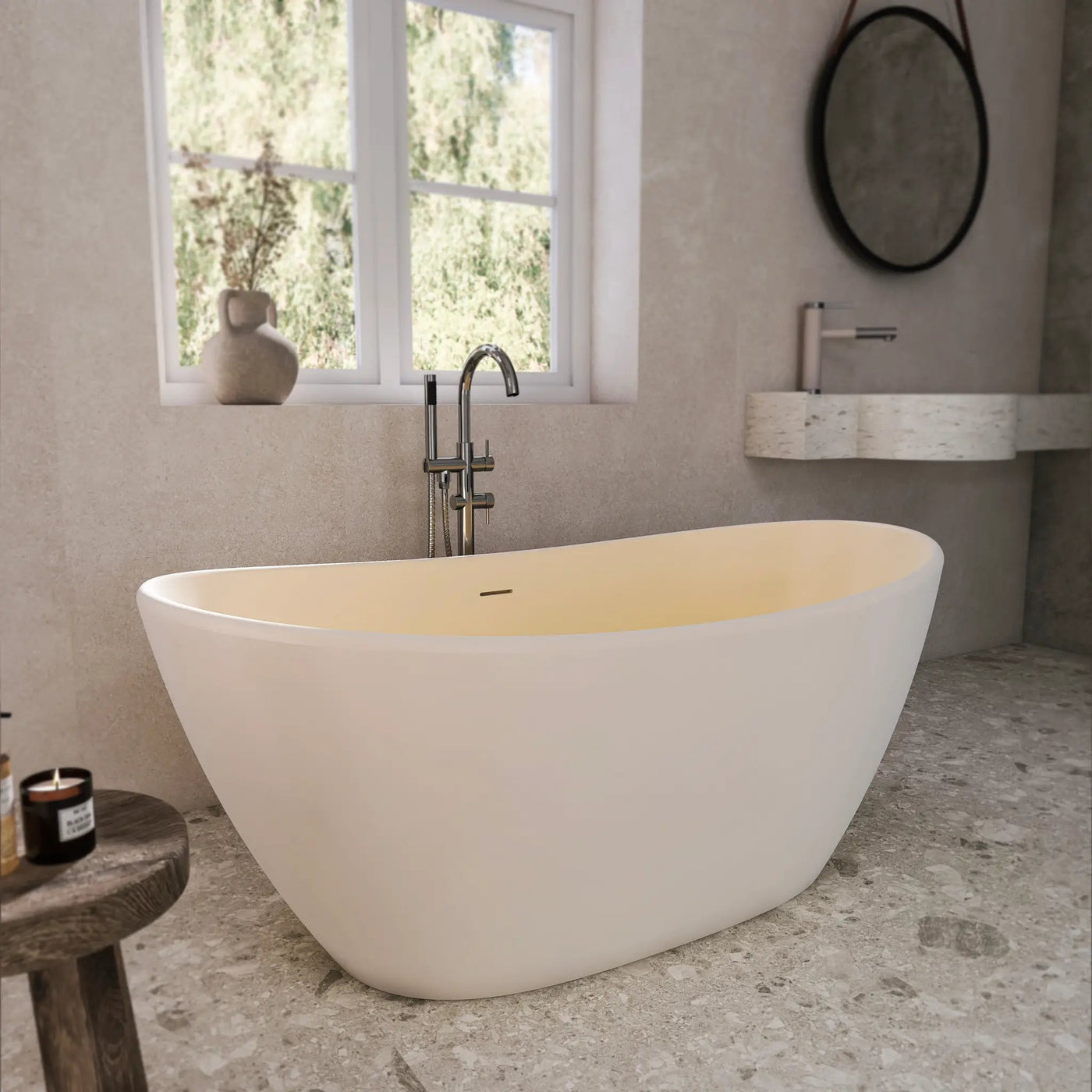61 Inch Freestanding Solid Surface Soaking Bathtub by HouseOfZazla