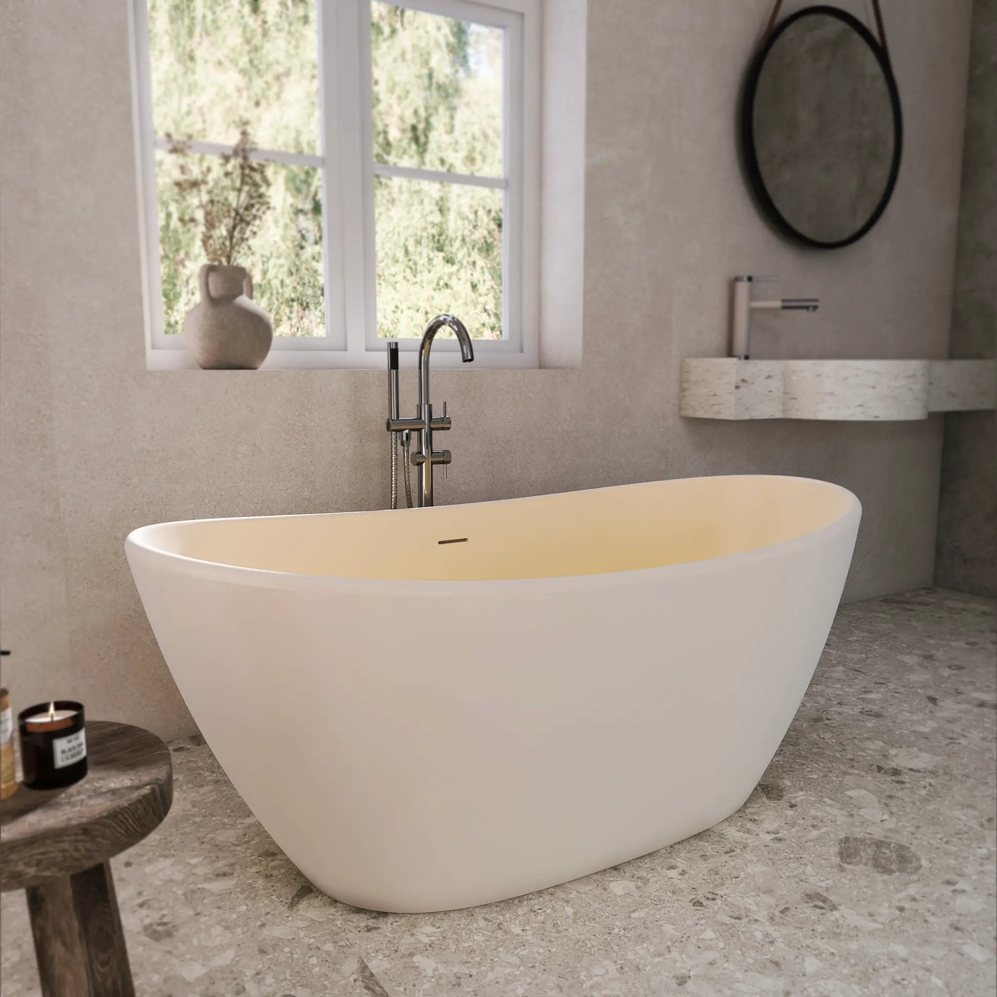 61 Inch Freestanding Solid Surface Soaking Bathtub by HouseOfZazla