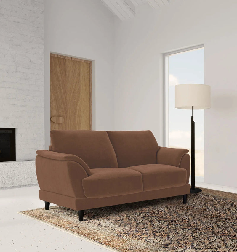 Selma Velvet Upholstered Crescent Arm Loveseat Rust by Unique Piece Furniture