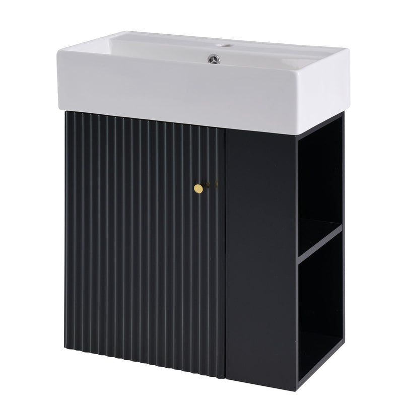 Modern Floating Bathroom Vanity With Ceramic Basin Perfect For Small Bathrooms by HouseOfZazla
