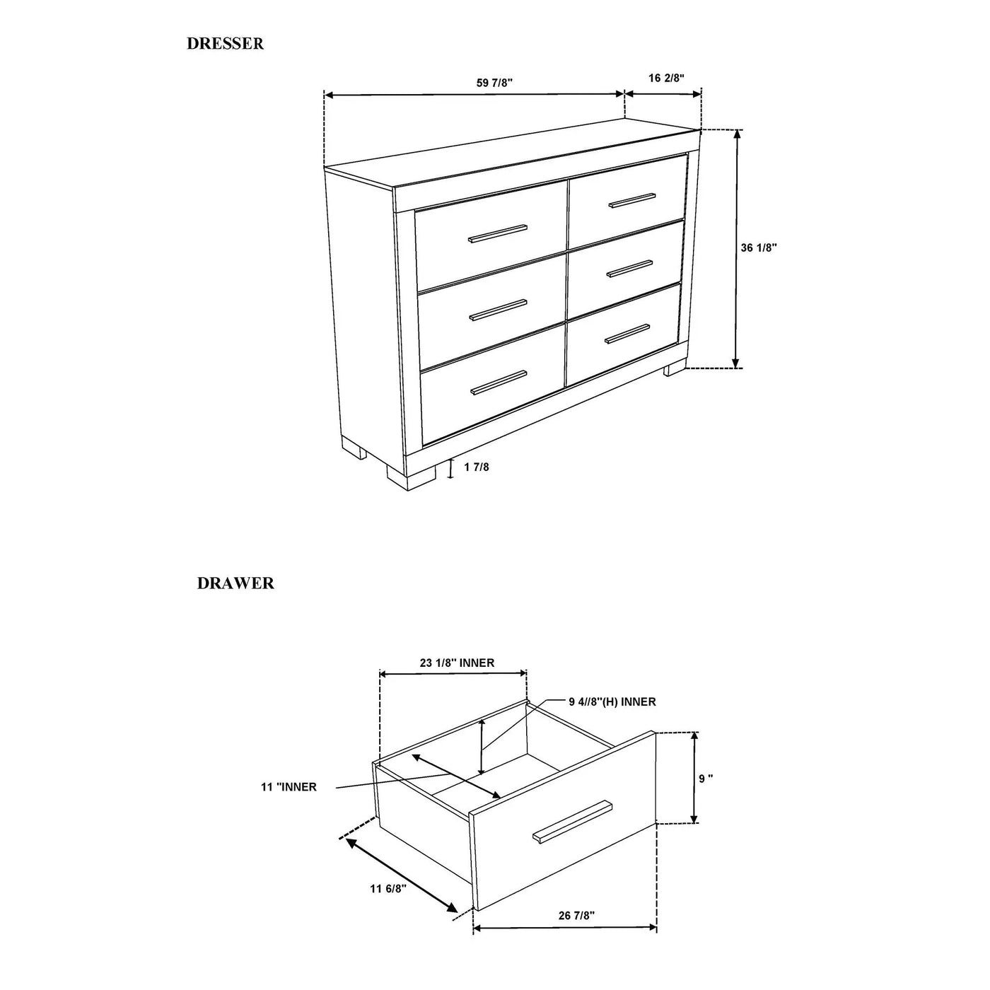 Elsa - 2 Toned And Dresser With Bar Handle And Construction by HouseOfZazla