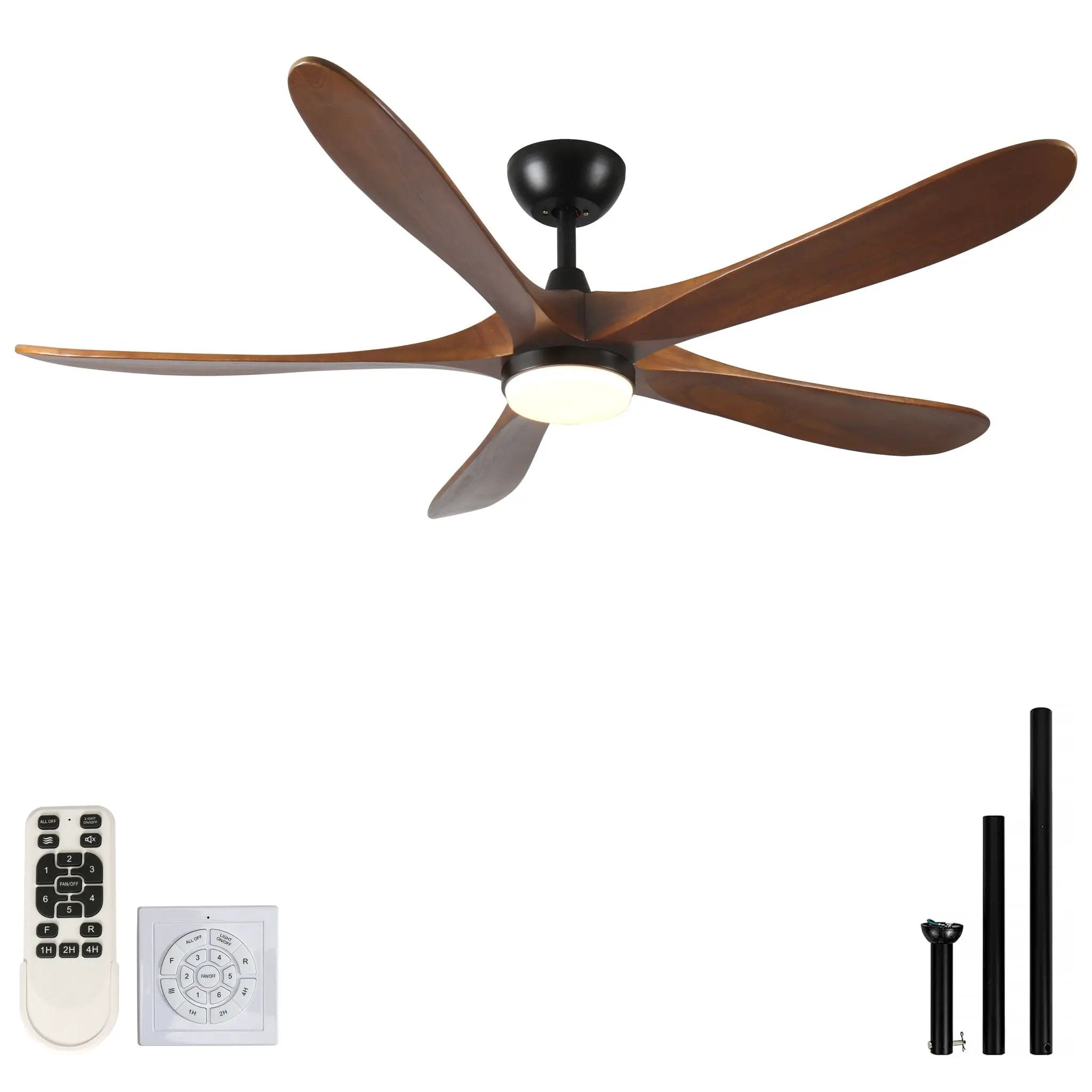 Solid Wood With Remote Control With Light (LED) Modern DC Motor Indoor / Outdoor 5 Blade Ceiling Fan For Patios, Bedrooms And Farmhouses - Antique Brown by Unique Piece Furniture
