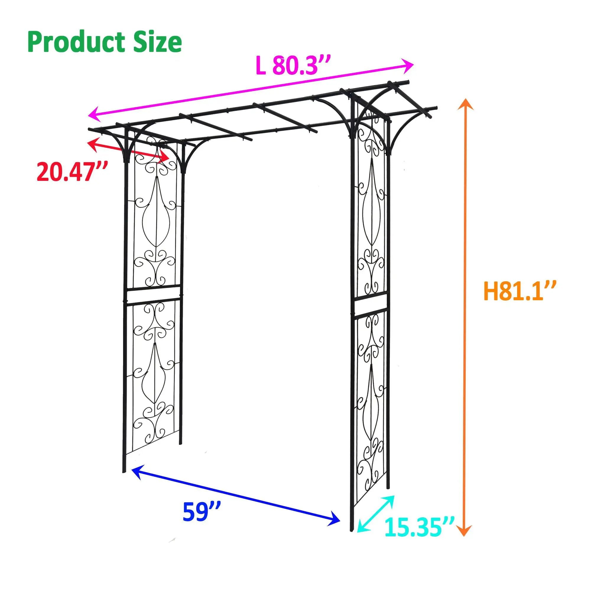 Metal Garden Arch Climbing Plants Support Rose Arch Outdoor - Black by Unique Piece Furniture