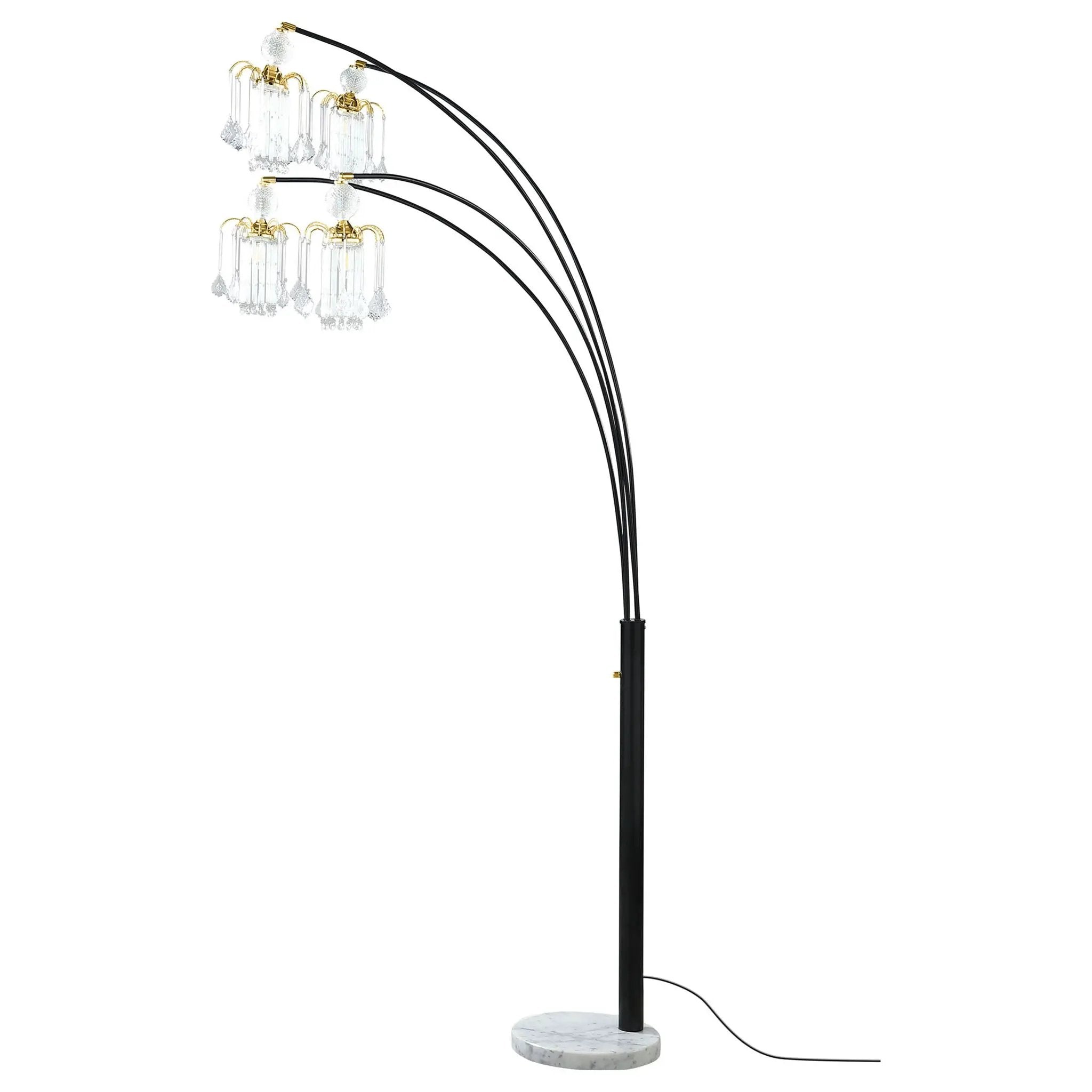 Maisel 91-inch Hanging Crystal Arc Tree Floor Lamp Black by Unique Piece Furniture