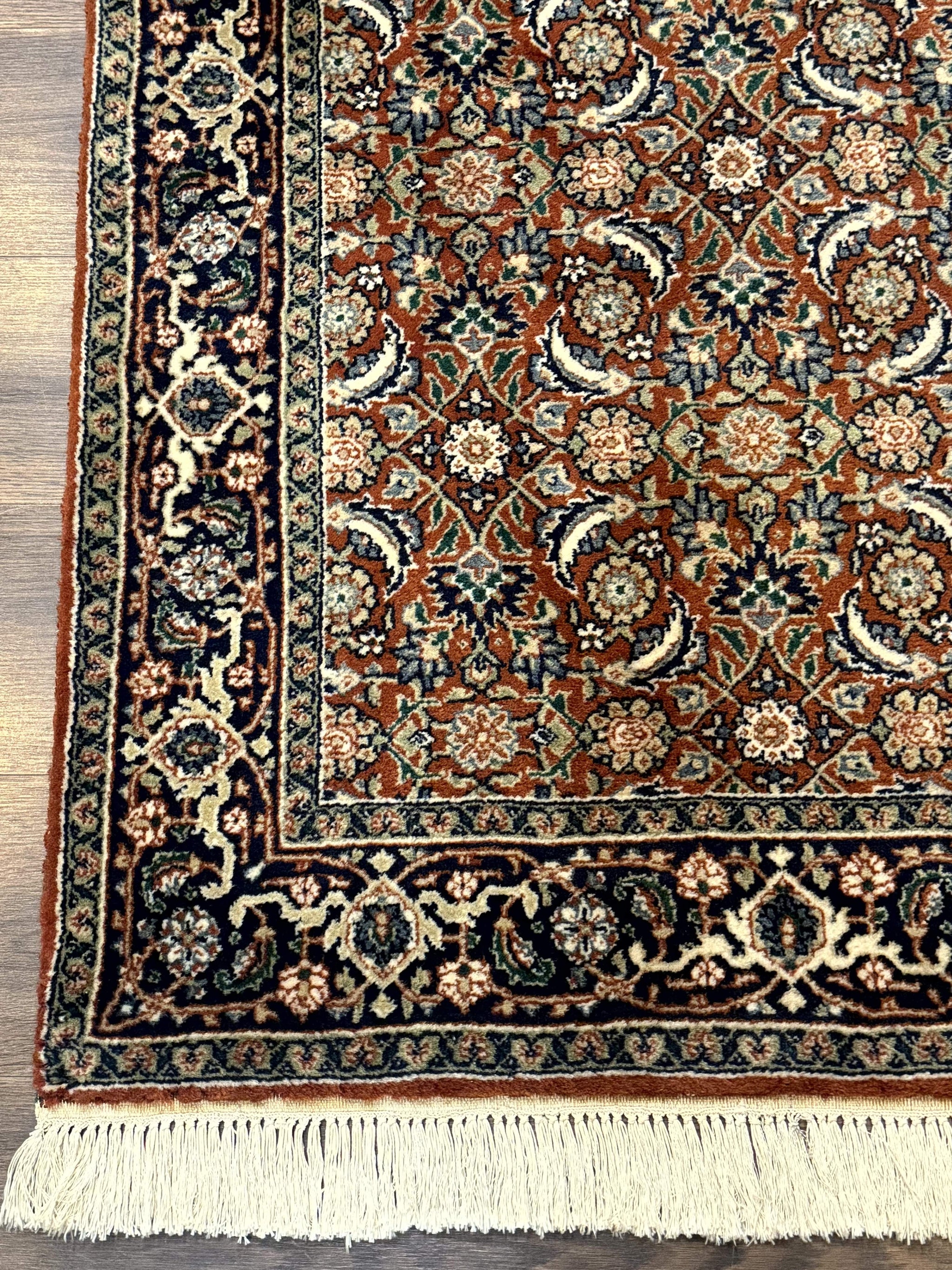 Indo Persian Bijar Rug 3x5, Red and Navy Blue, Allover Pattern, Fine Hand Knotted Wool Carpet by Jewel Rugs