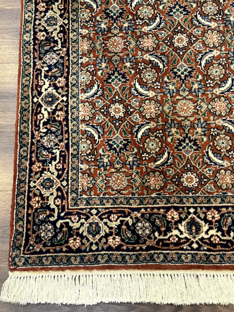 Indo Persian Bijar Rug 3x5, Red and Navy Blue, Allover Pattern, Fine Hand Knotted Wool Carpet by Jewel Rugs