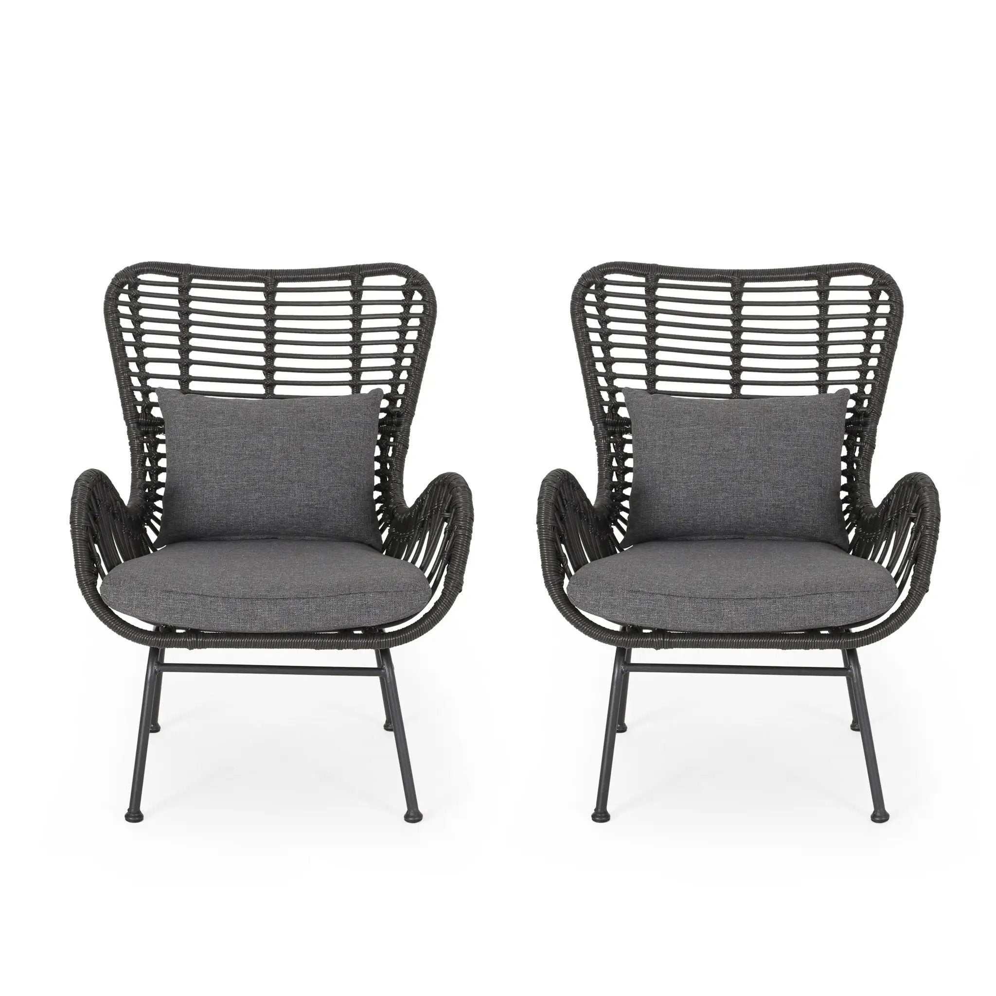 Modern Aesthetic Outdoor Rattan Accent Chair With Metal Legs by HouseOfZazla