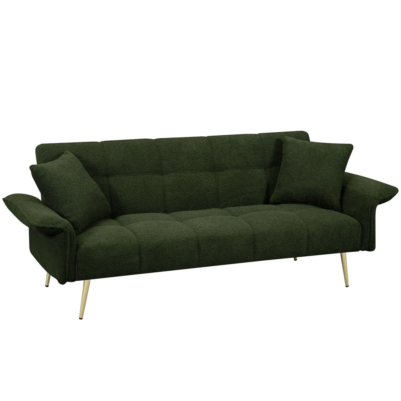Convertible Double Futon Sofa Bed With Folding Armrests For Living Rooms by HouseOfZazla