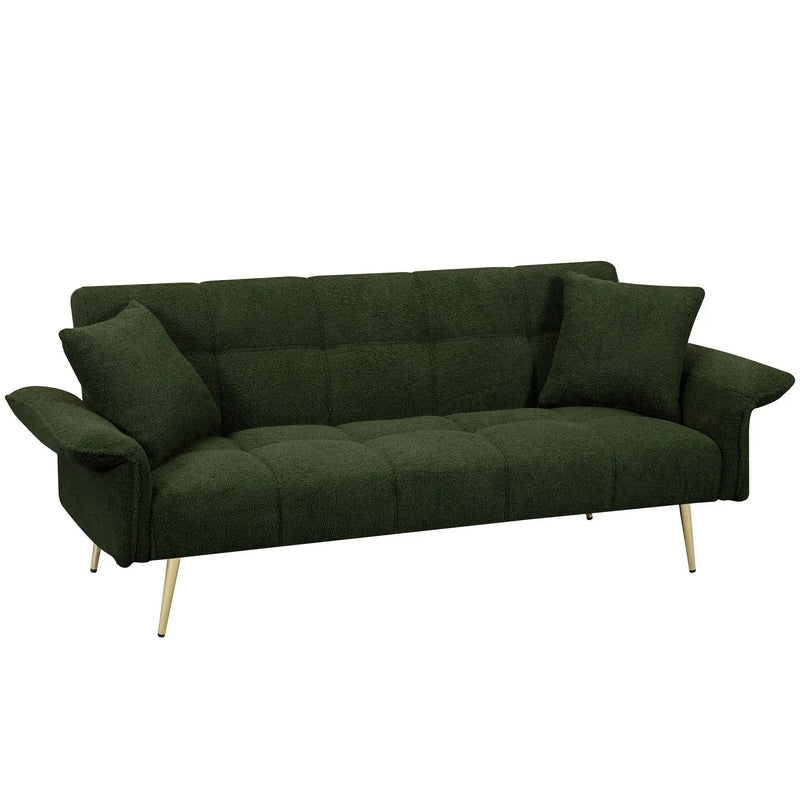Convertible Double Futon Sofa Bed With Folding Armrests For Living Rooms by HouseOfZazla
