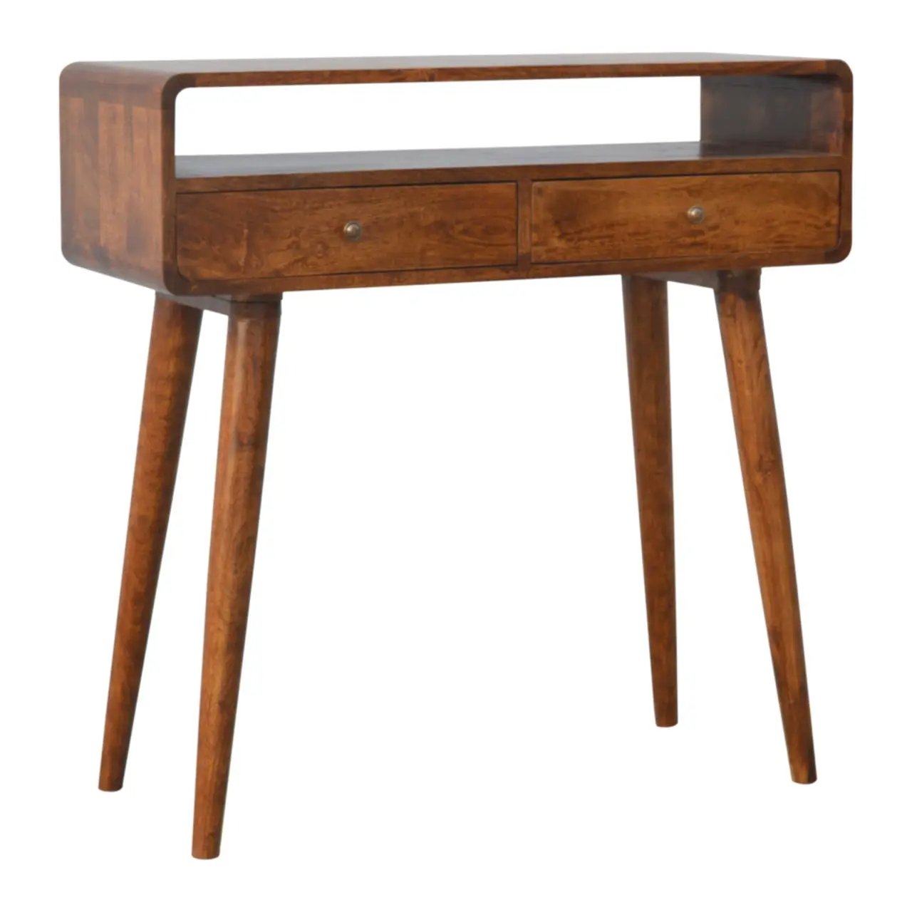 Curved Chestnut Console Table by Unique Piece Furniture