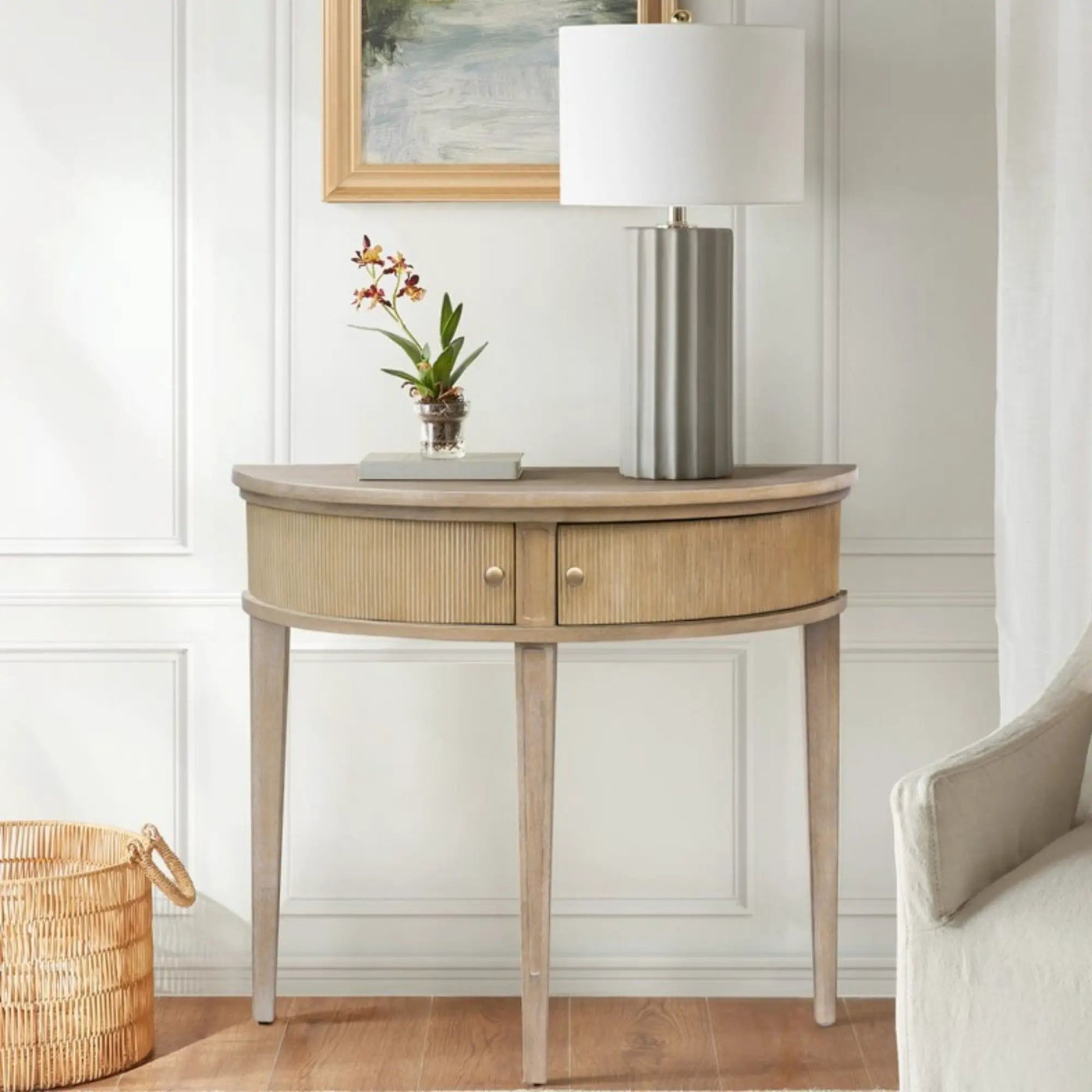 Vintage Inspired Storage Console Table With Fluted Doors by HouseOfZazla