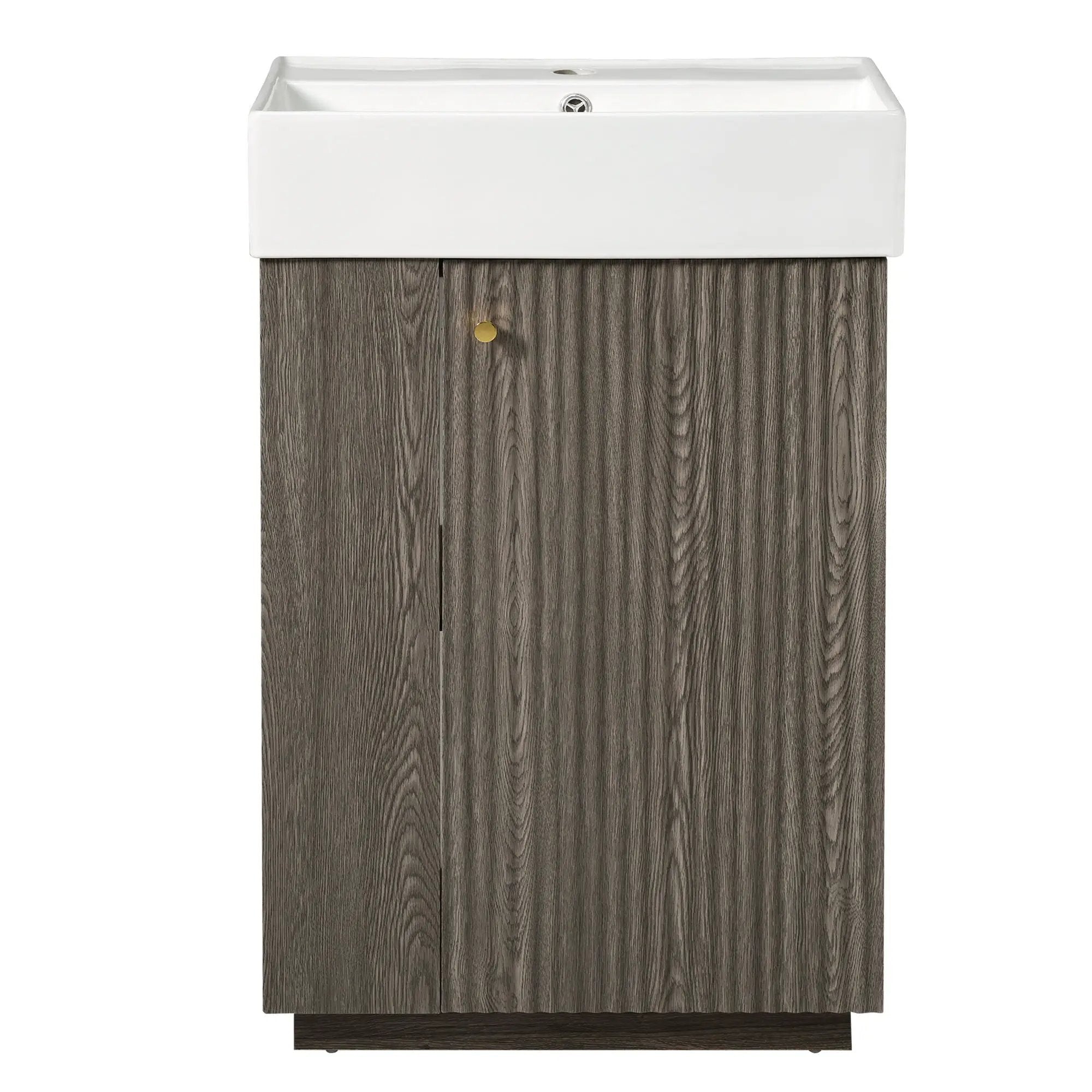Bathroom Vanity With Sink, Freestanding Wood Grain Cabinet With Storage by HouseOfZazla