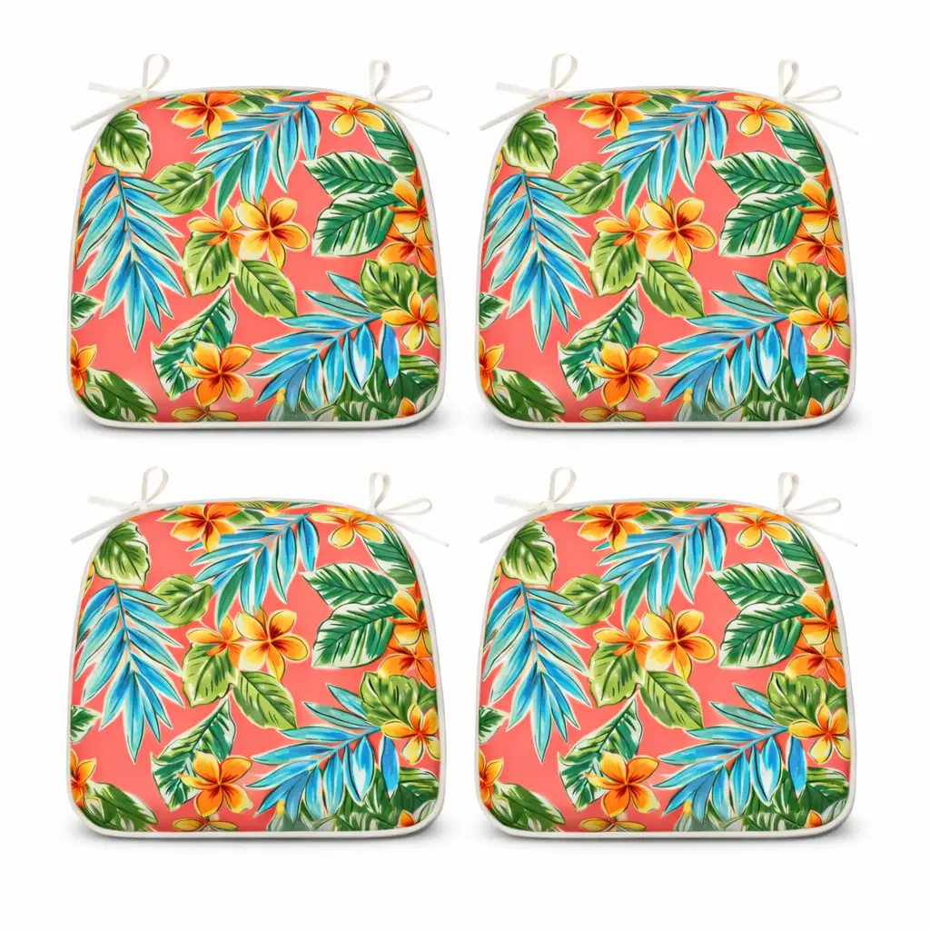 Outdoor Patio Chair Cushions Set of 4 - Bright Coral by HouseOfZazla