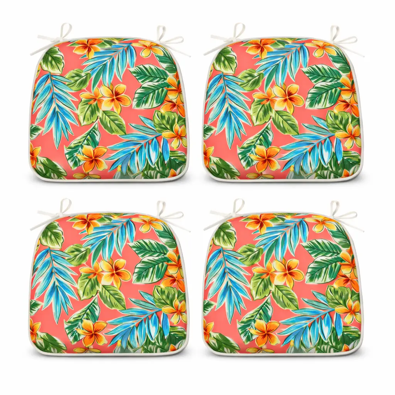 Outdoor Patio Chair Cushions Set of 4 - Bright Coral by HouseOfZazla