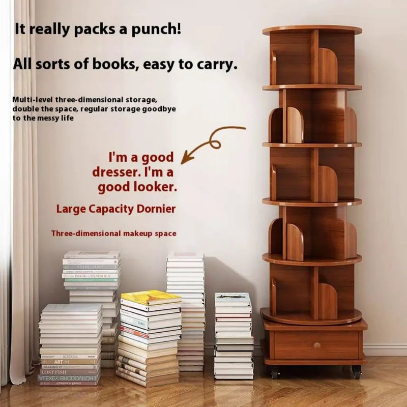 Upgraded Rotating Bookshelf - 360 Display Corner Bookcase by HouseOfZazla