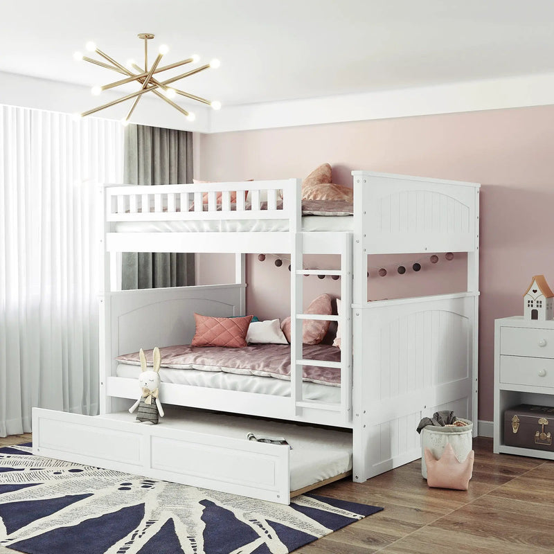 Bunk Bed With Twin Size Trundle, Guardrails by Unique Piece Furniture