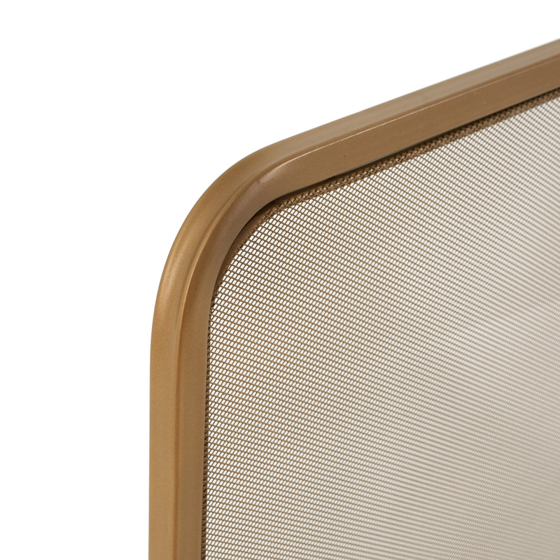 Gold Two‑Panel Freestanding Fireplace Screen with Iron Mesh - Gold, photo 9 of 10