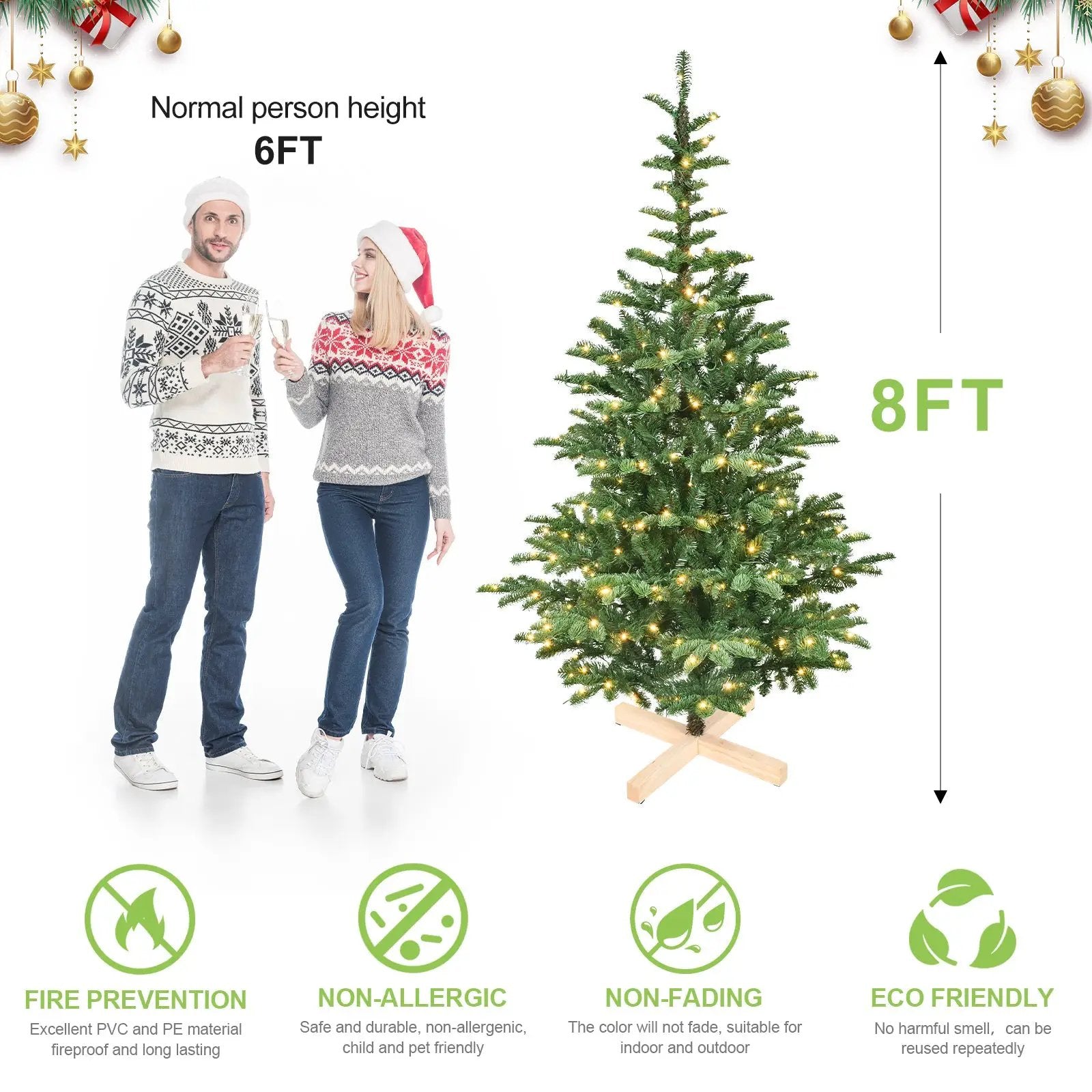 7ft Pre-Lit Christmas Tree with 400 Warm Lights by HouseOfZazla