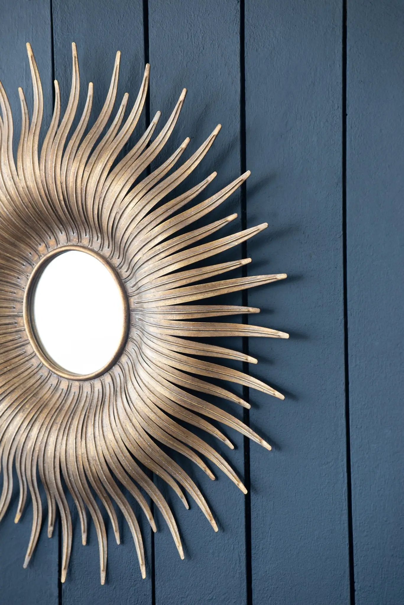 Retro DesignSunburst Metal Wall Mirror Decorative Mirror For A Bedroom Dressing Room, Hallway Or Living Space - Gold by HouseOfZazla