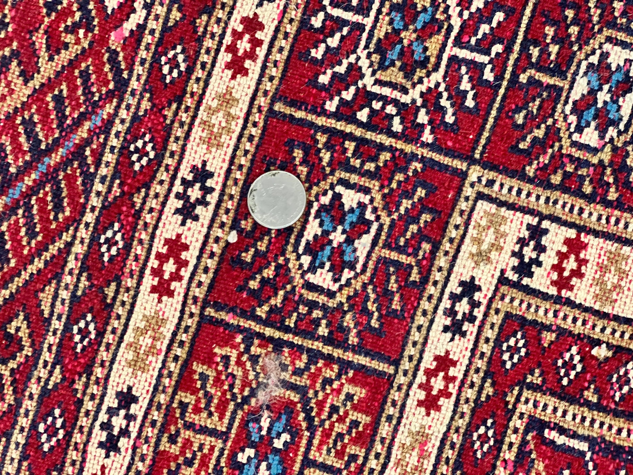 Pakistani Bokhara Rug 4x6, Red Turkoman Carpet, Finely Hand Knotted, Wool Vintage Rug by Jewel Rugs