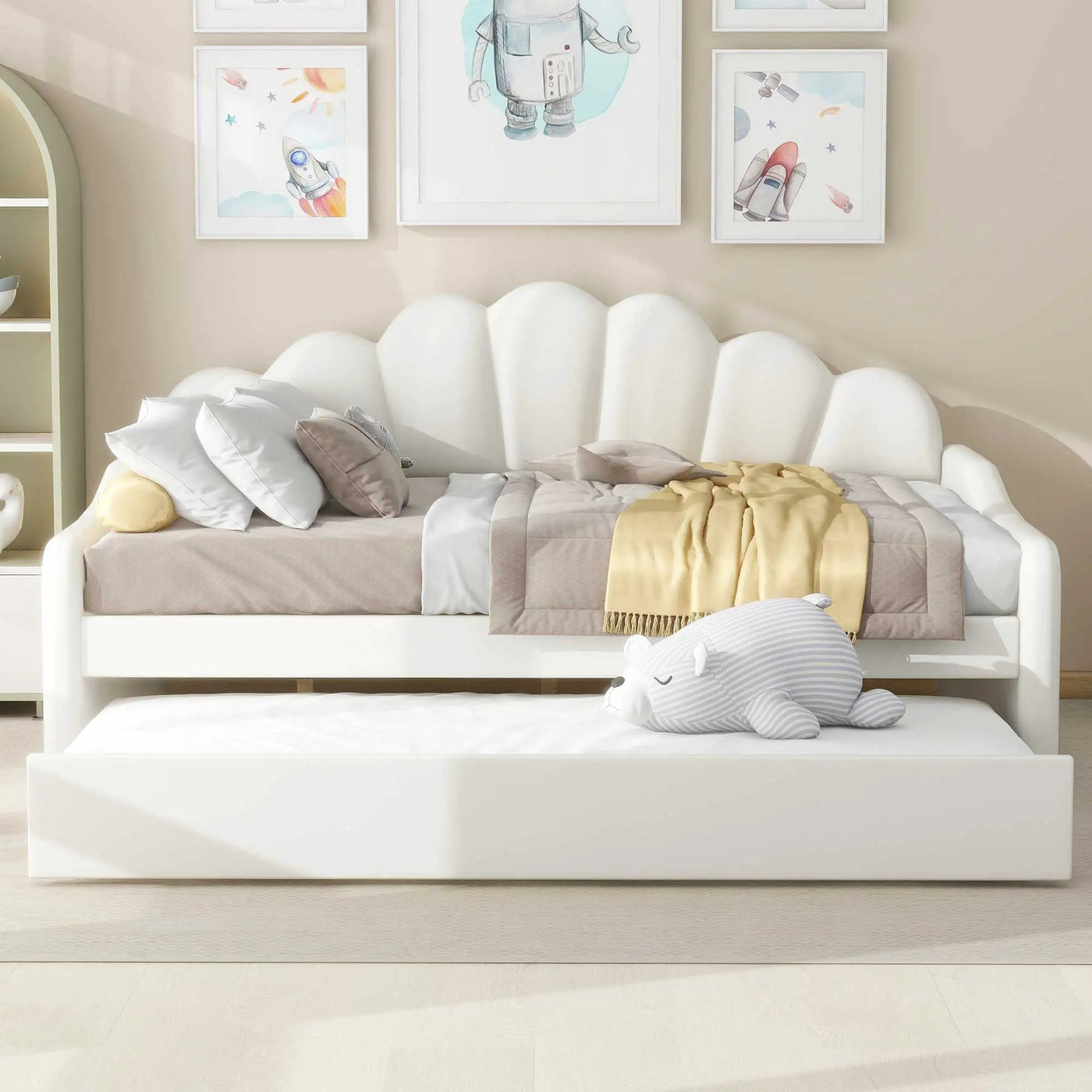 Upholstery Daybed Frame With Shell Shaped Backrest by Unique Piece Furniture
