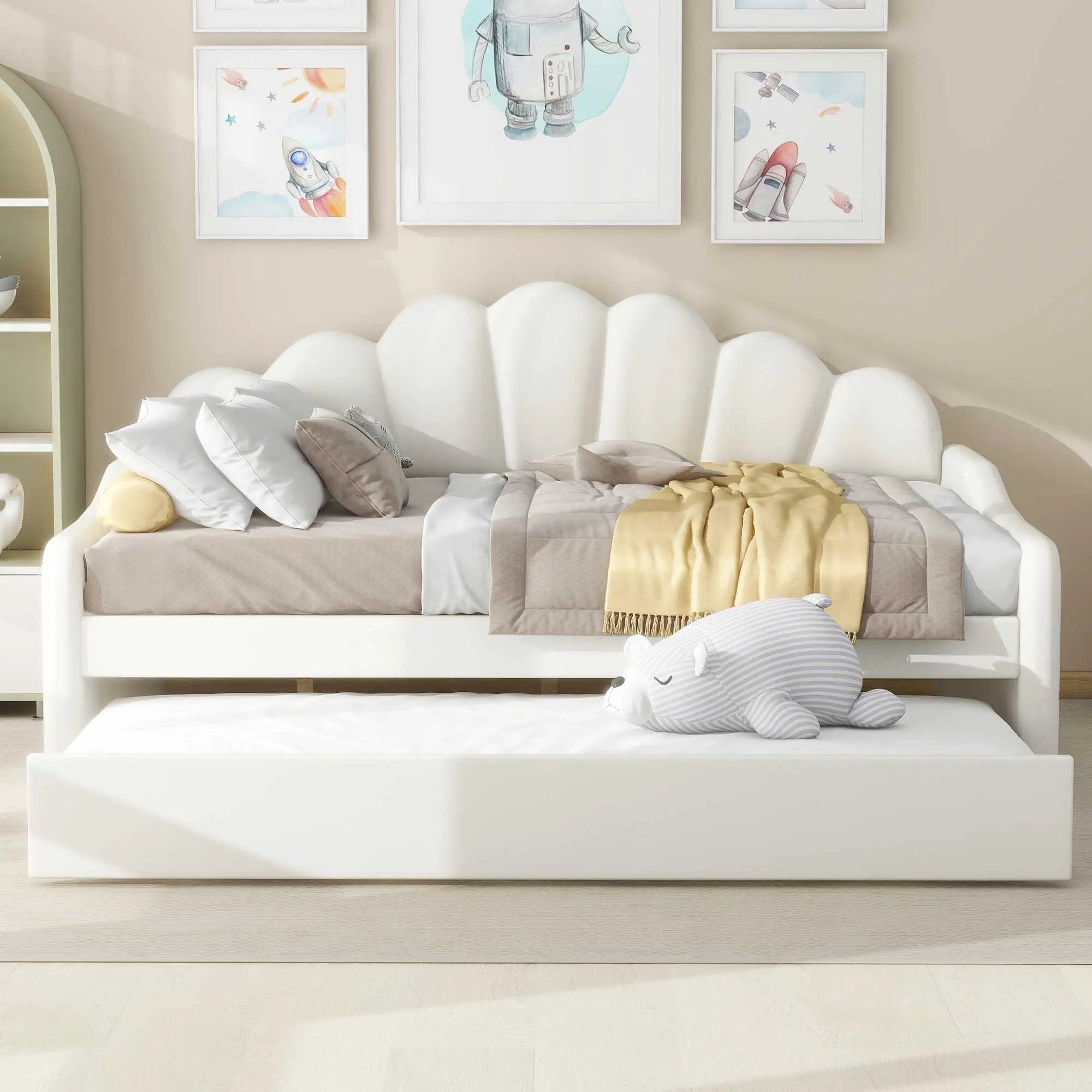 Upholstery Daybed Frame With Shell Shaped Backrest by Unique Piece Furniture