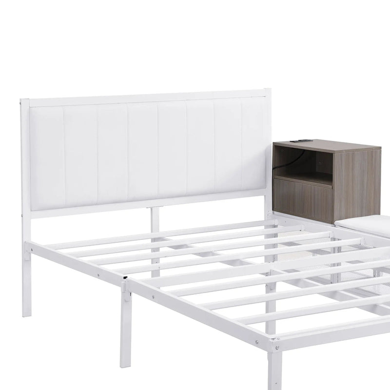 Platform Bed With 2 Tier Storage Shelves, Storage Cabinet by Unique Piece Furniture
