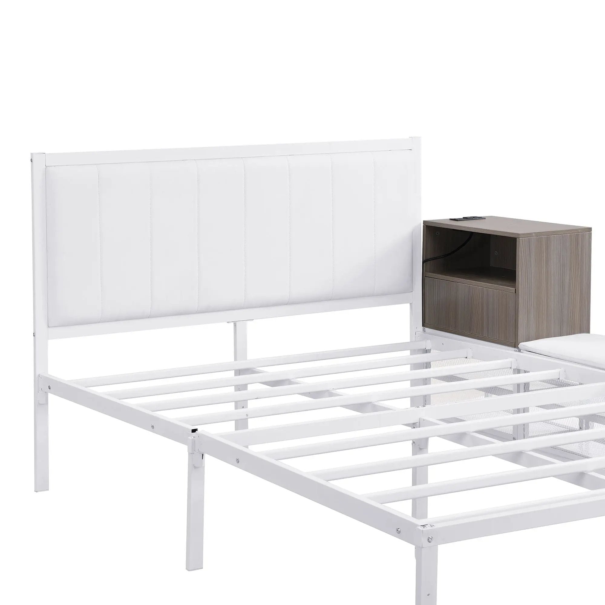 Platform Bed With 2 Tier Storage Shelves, Storage Cabinet by HouseOfZazla