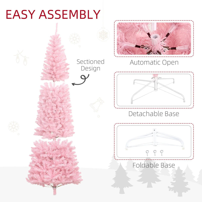 HOMCOM 8' Tall Unlit Slim Douglas Fir Artificial Christmas Tree by HouseOfZazla