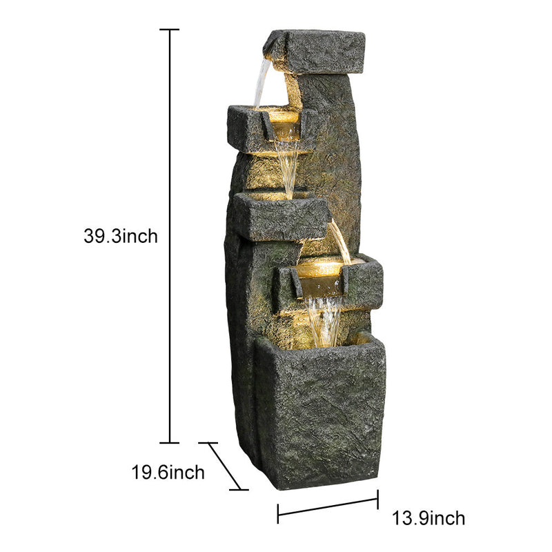 Resin Tiered Outdoor Fountain 5 Tier Modern LED, photo 10 of 10