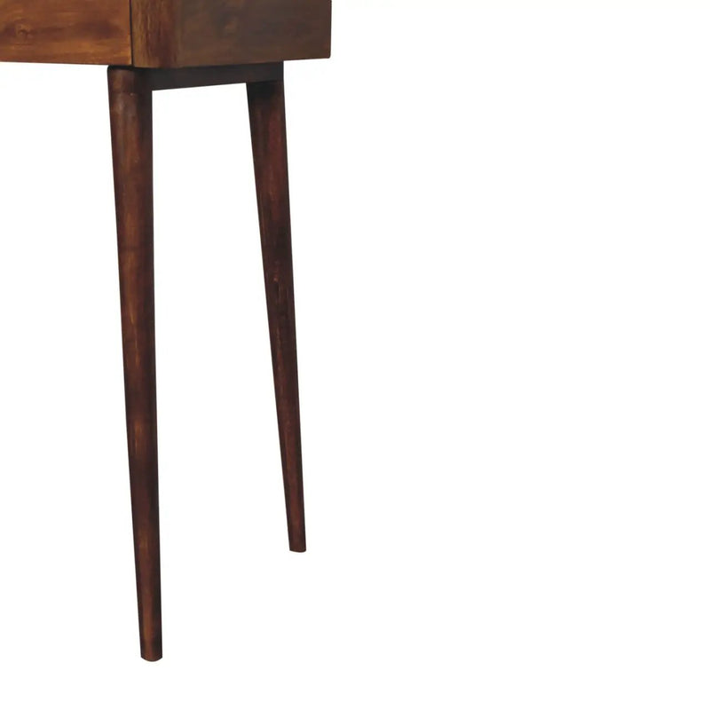 Elevated Chestnut Console Table, 2-Drawers, Nordic Legs by HouseOfZazla