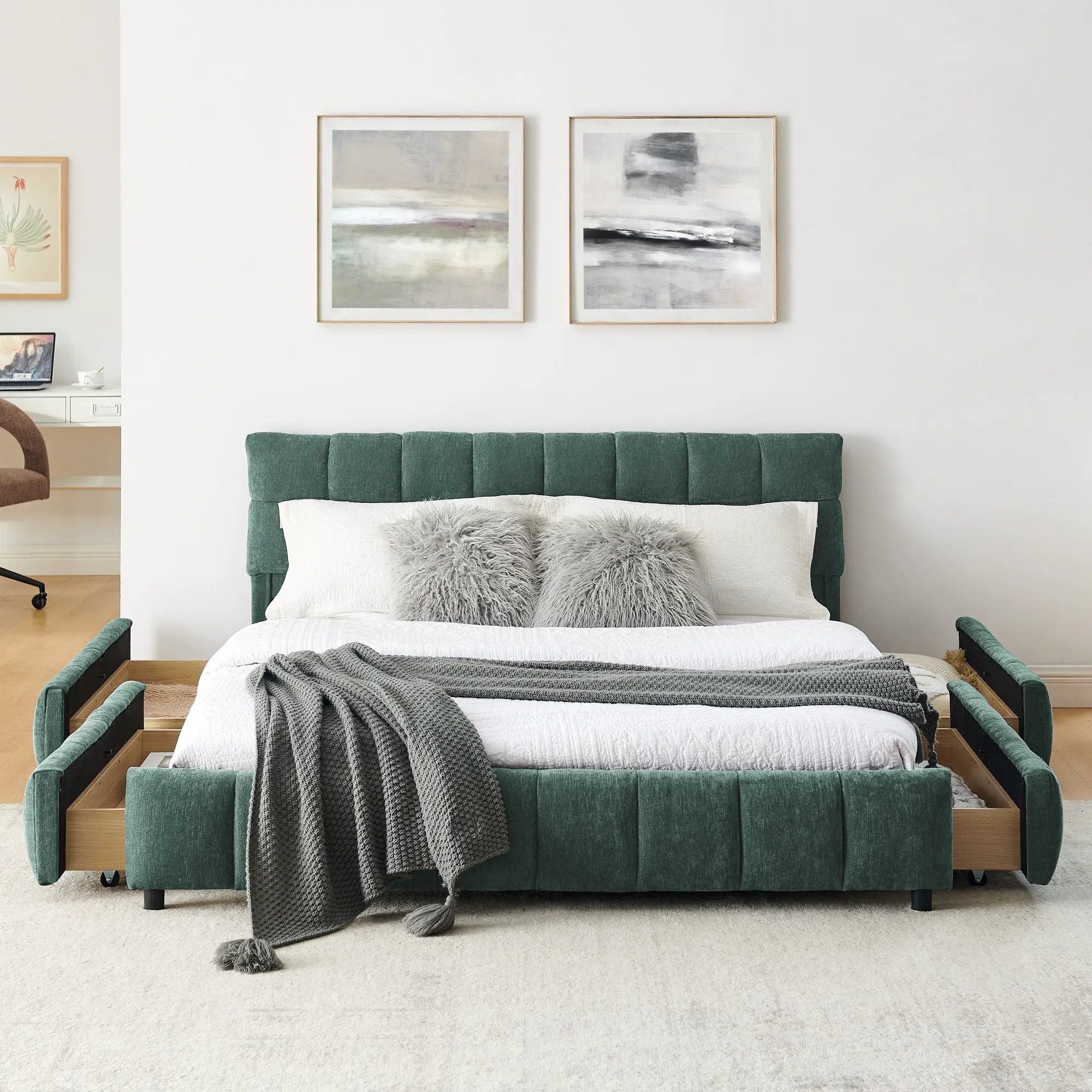 Modern Platform Bed Frame With Thick Fabric by Unique Piece Furniture