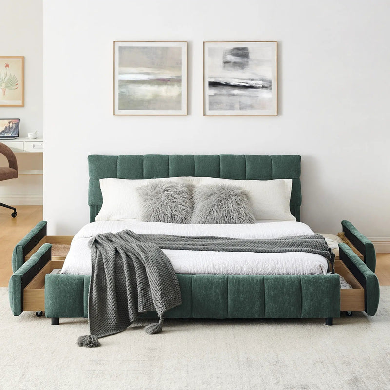 Modern Platform Bed Frame With Thick Fabric by Unique Piece Furniture