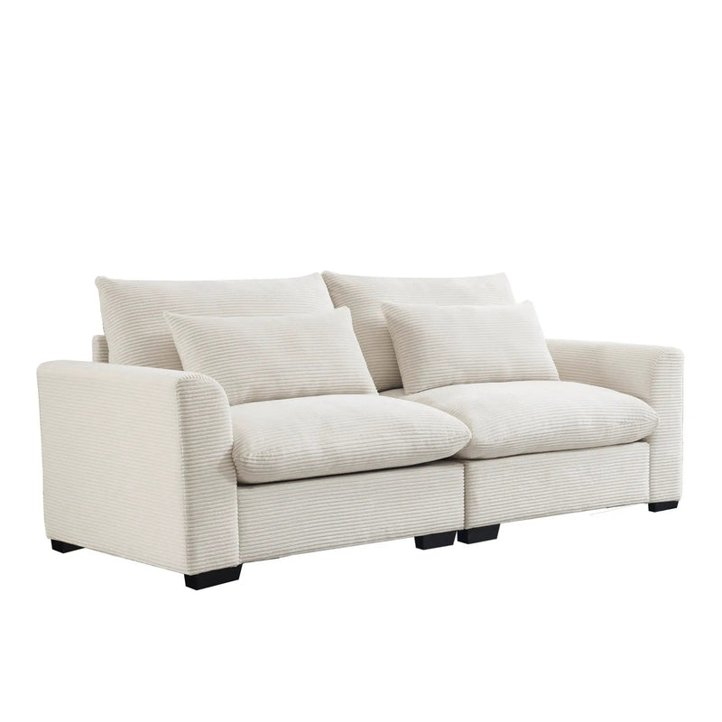 Beige Corduroy Sofa Couch by HouseOfZazla
