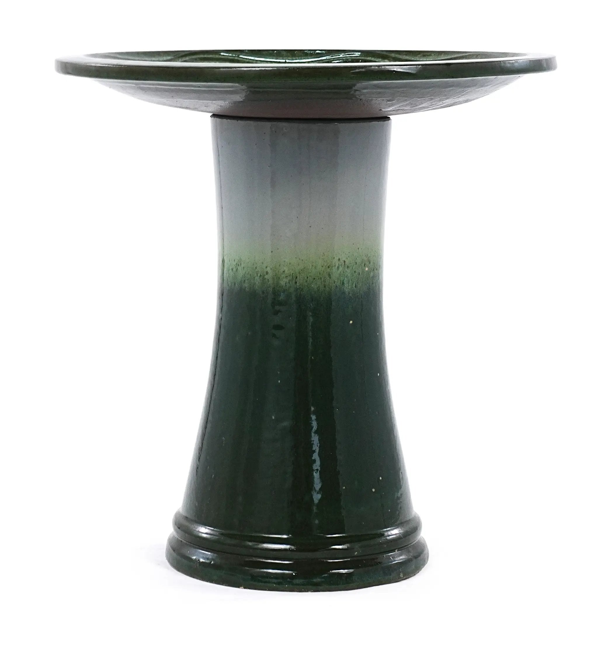 17" Ceramic Bird Bath for Outside, Elegant Tall Outdoor Bird Bath by HouseOfZazla