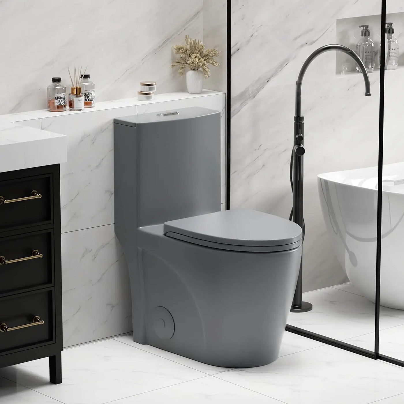 1 Piece Toilet With Tornado Flush, Dual Flush, And ADA Height Comfort Chair by HouseOfZazla