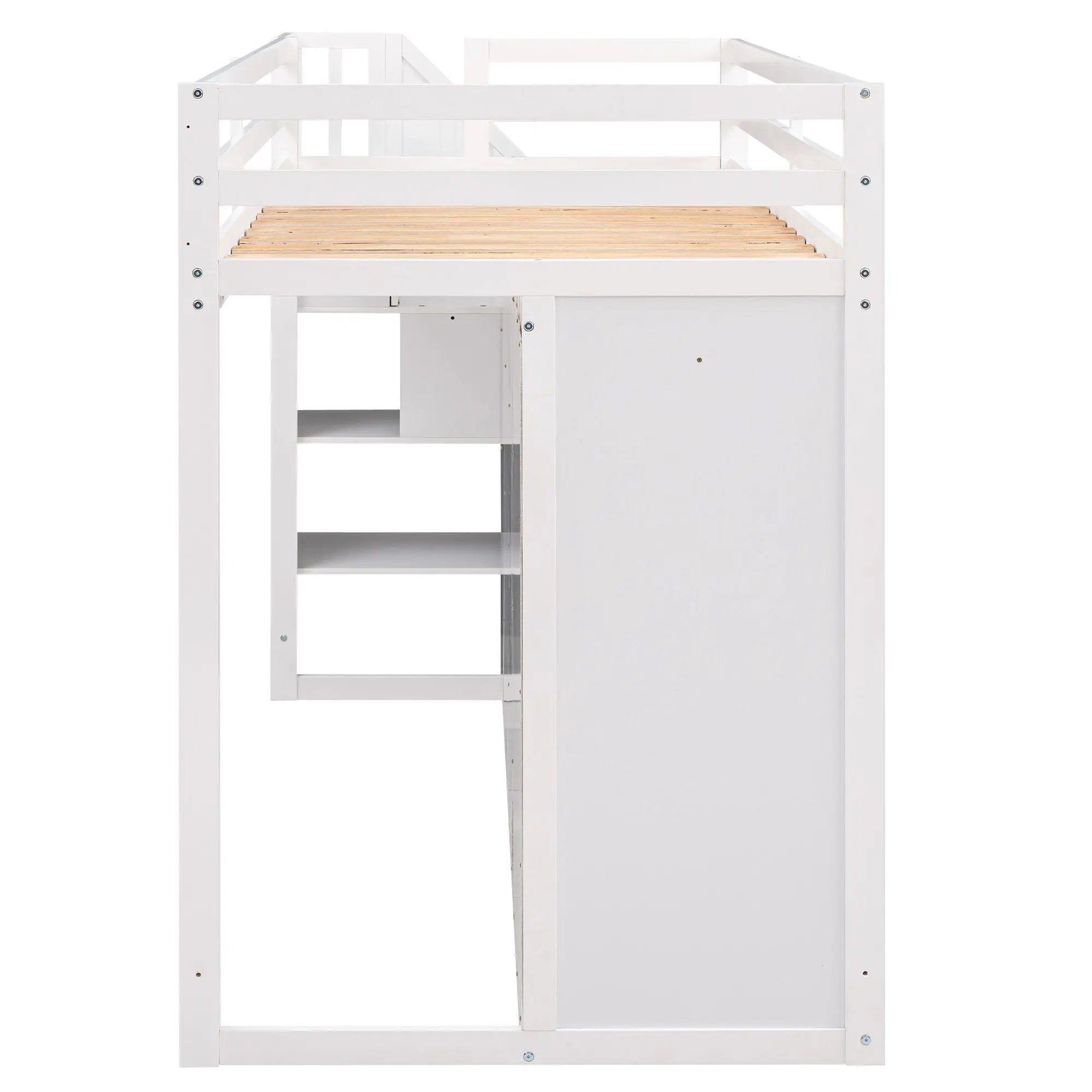 Loft Bed With 3 Shelves, 2 Wardrobes, 2 Drawers, Ladder Storage by HouseOfZazla